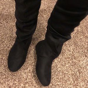 Black Suede Over-the-Knee Boots